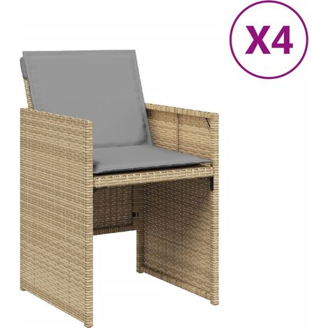 Maison Exclusive - Gartenstühle mit Kissen 4 Stk. Beigemischung P