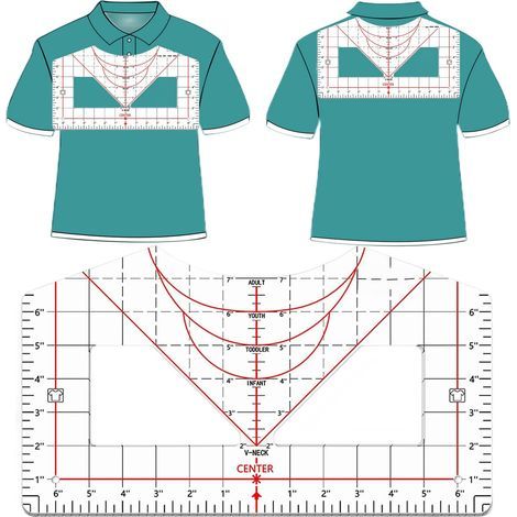 Règle pour T-shirt Guide pour l'alignement du Vinyle, Règle pour Centrer le Dessin, Outil de Mesure pour Shirt Avec Ruban Chauffant pour Presse à Transfert, Sublimation, Transfert de Chaleur (1/5)