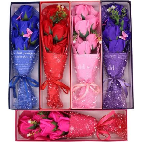 Fleur Artificielle - Bouquet de Rose - Parfum Floral - Imitation Savon - Cadeau Anniversaire (1/4)