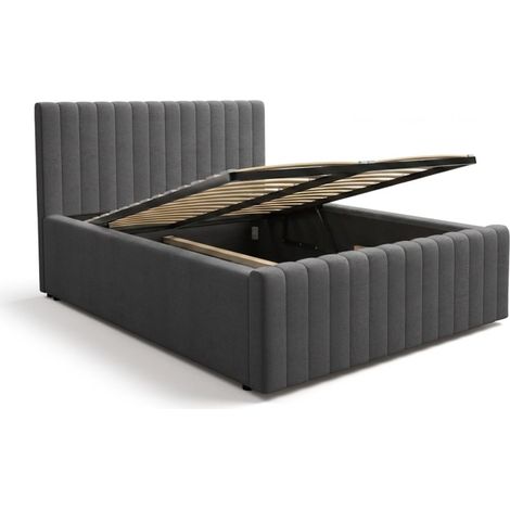 Lit coffre ELORIA 140x200 gris anthracite avec sommier relevable (1/5)