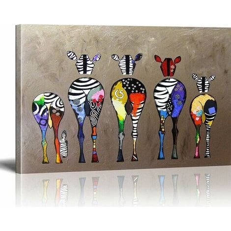 Toile Tableau Zebra Herd Colourful Rears Street Art Graffiti Toile Art Décor Impression sur Toile Tableau Décoration murale salon moderne n'inclus pas Cadre( 40x50cm ) (1/5)