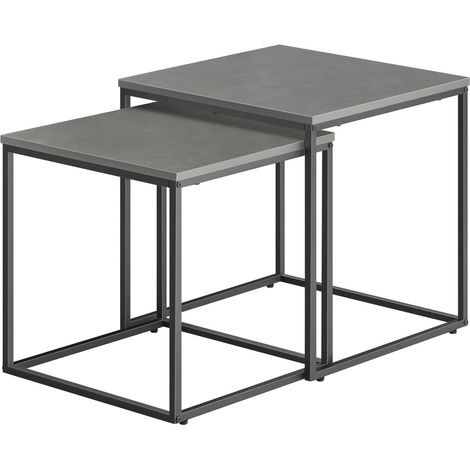 Set di 2 tavolini da caffè industriali effetto cemento (1/5)