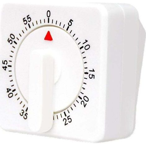 Horloge de cuisine mécanique de 60 minutes, minuteur visuel carré blanc avec alarme forte - Blanc (1/4)