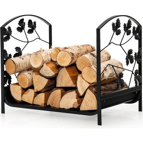 COSTWAY Estante para Leña de Alta Resistencia, Soporte para Leña de Acero de 41 cm, Cesta de Leña hasta 50 kg, Apto para Estufa, Brasero, Uso Interior y Exterior (1/5)