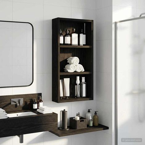 vidaXL Bathroom Wall Cabinet with Shelf Black Oak 30 x 10 x 60.5 cm (1/5)