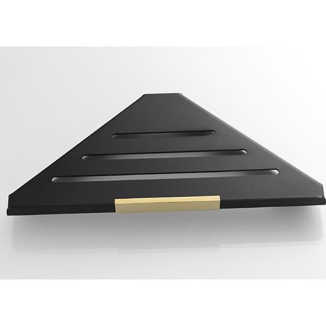[MAI UTILIZZATO]Mensola angolare per doccia con foratura libera, in acciaio inox triangolare per bagno nero (1/5)