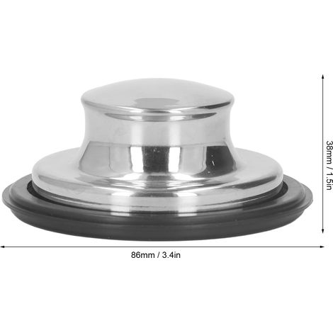 Ortviai Bouchon d’Évier Inox Brossé avec Joint Étanche en Caoutchouc – Diamètre 86 mm (1/4)
