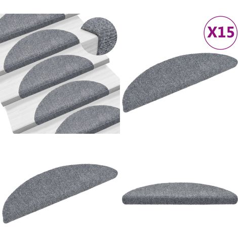 Tapis d'escalier auto-adhésif 15 pcs 56x17x3 cm Gris clair - Tapis D'escalier - Tapis Antidérapant - Tapis En Polypropylène - Tapis Décoratifs - Protection Escalier - Home & Living (1/5)
