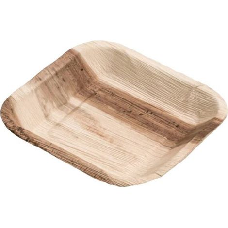 Assiette jetable carrée 17x17 cm en feuille de palmier - 25 pièces - Ecobioshopping (1/3)