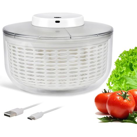 Essoreuse à salade électrique 6,3 L – Grande capacité – Essoreuse automatique et rapide pour laitues et légumes – Rechargeable par USB – Passoire intégrée (1/5)