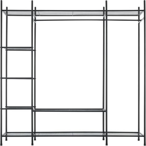 Armadio con ripiani 6 superfici contenitive acciaio laccato 150 x 150 x 40 cm nero 030008148