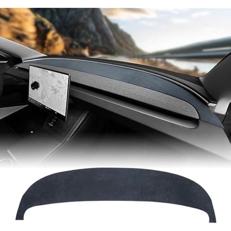 KUNKGIC Tapis de protection en flanelle pour tableau de bord de voiture - Protection solaire intérieure - Compatible avec Tesla Model 3 2024 (1/4)