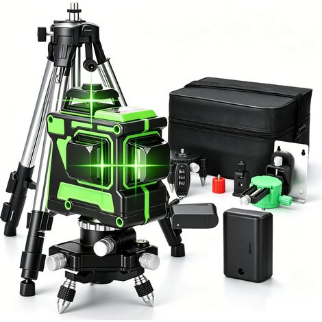 KKmoon Niveau Laser 3D 12 Lignes Multifonction Autonivelant, Lignes Verticales Et Horizontales, Tige Alliage 1.2m 3 Hauteurs Avec Trépied, Livraison Rapide Depuis La France (1/5)