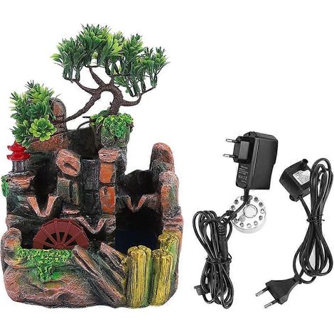 Dekorativer Tischbrunnen aus Kunstharz, simulierter Felsengarten mit Nebeleffekt, Innendekoration für Zuhause (1/5)