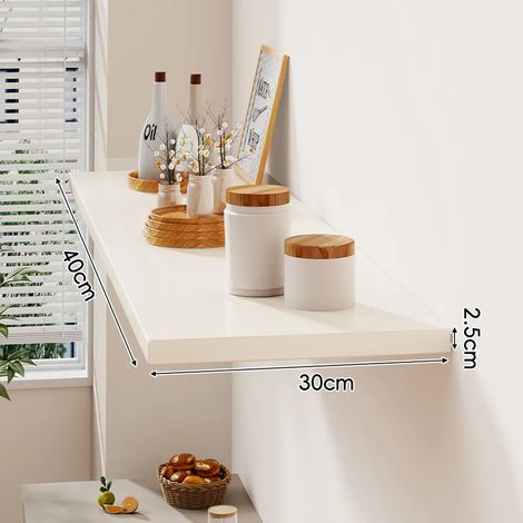(blanc 40 x 30 cm) Étagère murale avec un tableau d'affichage pour salon, maison, fixation murale en bois massif, étagère murale stratifiée, présentoir (1/5)