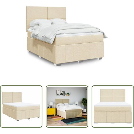 vidaXL Taschenfederkern - Boxspringbett mit Matratze Creme 140x200 cm Stoff (1/5)