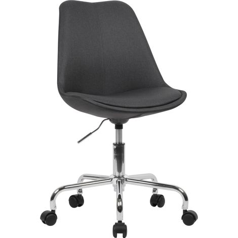 Chaise de bureau à roulettes 65x56x84/94 cm en tissu noir - LUCIE (1/5)