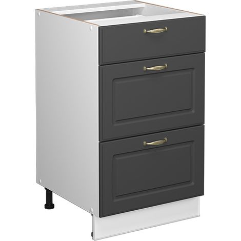Küchenunterschrank Fame-Line, Anthrazit-Gold, 50 cm ohne Arbeitsplatte, Vicco