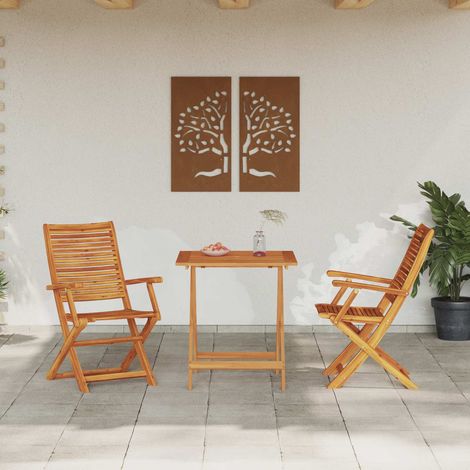 vidaXL Folding Bistro Set 3 pcs Brown Solid Acacia Wood (1/5)