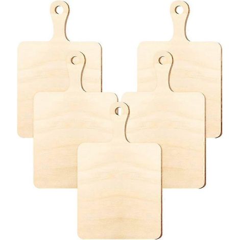 Planche à découper en bois brut (lot de 5) avec poignée, idéale pour le bricolage et le service des aliments.-23.00X14.00X0.30CM (1/4)