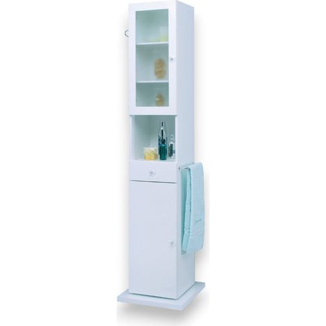 Mobile colonna bagno multiuso girevole 42x42xH188 cm in legno