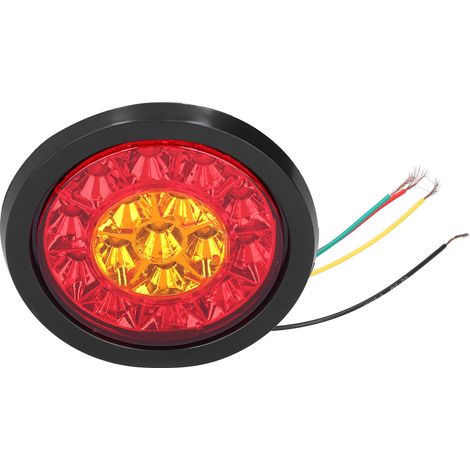 Feux arrière ronds 12-24V 16 LED rouge jaune clignotant, signal clignotant pour remorque camion caravane camping-car (1/5)