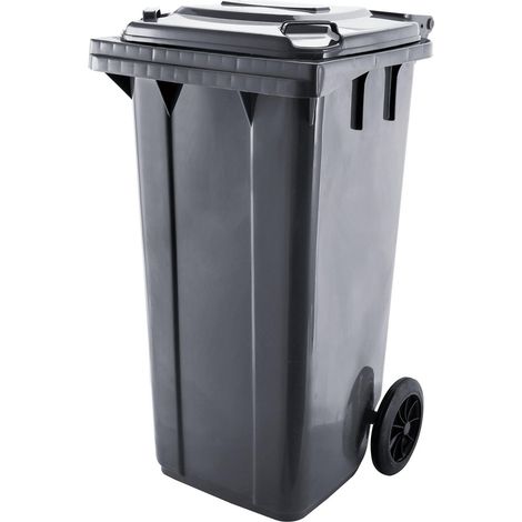Bc-elec - GX-009A Cubo de basura exterior 100 litros, contenedor de basura 100L sobre ruedas 48x55x81cm, gris (1/5)