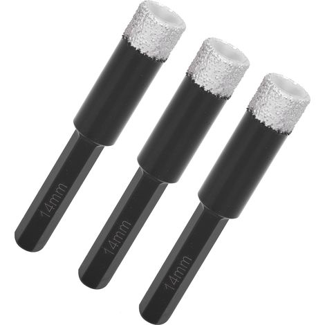 Ensemble de 3 forets diamantés brasés sous vide pour carrelage en céramique, marbre et granit, 14 mm. (1/5)