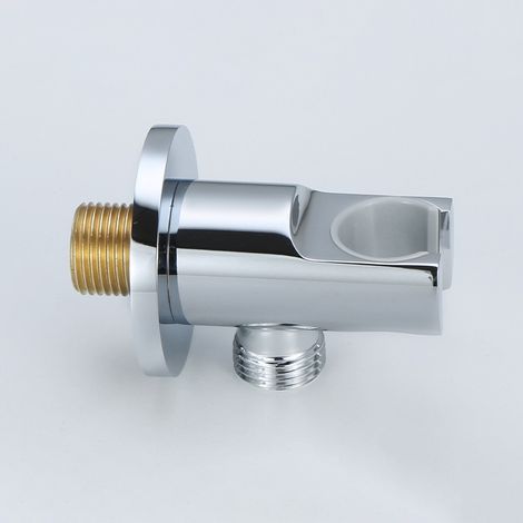 Duschsitz mit festem Sitz, Handbrause, Wandhalterung, verstellbarem Gelenk, Wandhalterung für Winkel- und Kombinationsbrause, verchromt (1/3)