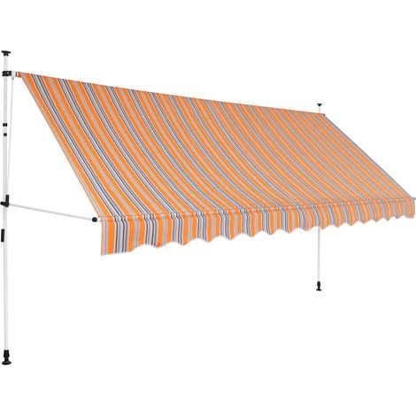 vidaXL Manual Retractable Awning 400 cm Yellow and Blue Stripes