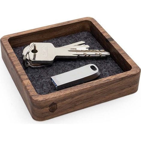 Quadratischer Organizer, ein Kammer, amerikanisches Walnussholz (1/4)