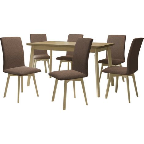 Conjunto de mesas y sillas para comedor Victorville 335, Roble Sonoma, 75x80x140cm, Diámetro: 0, Número de asientos: 6, Estilo: Contemporary
