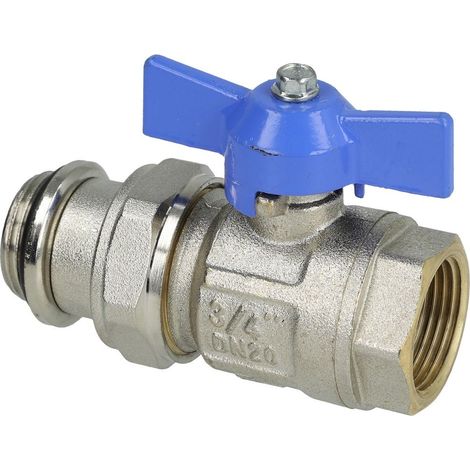 Robinet à bille pour collecteur 3/4'' autoétanche poignée bleue