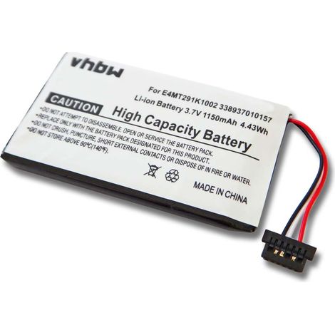 vhbw Akku kompatibel mit Mitac Mio Moov C320, 380 GPS Navigation Navi (1150 mAh, 3,7 V, Li-Polymer)