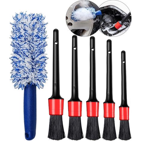6tlg. Auto Reinigungsbürsten Set mit Felgenbürste & Detailpinseln (1/5)