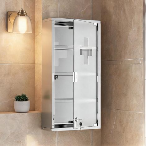 Meuble de salle de bain en acier verre 30 x 12 x 60 cm (1/5)