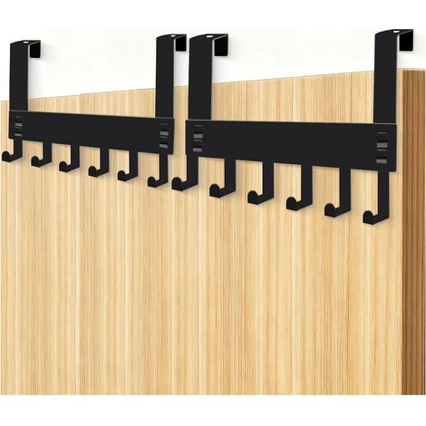 2-teiliger Türhänger, Türhaken aus Edelstahl mit 6 Haken, platzsparender Kleiderbügel, Türhaken zum Aufhängen für Badezimmer, Wohnzimmer, Küche, Schlafzimmer (Schwarz) (1/5)