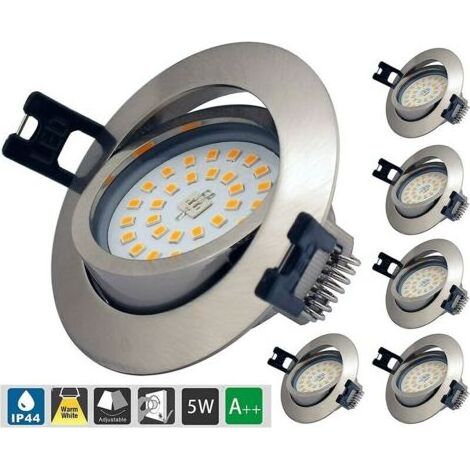 TAISHENGDA Extraflacher, dimmbarer LED-Einbaustrahler IP44, 6,5 W, 230 V AC, warmweiß (3000 K), 400 lm, für Badezimmer, Wohnzimmer, Küche, Flur, Galerie und Geschäft (1/5)