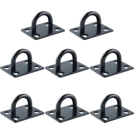 8 Pièces Crochets à œillet en Acier Inoxydable 304, Crochet de Fixation Murale de Plafond Robuste, pour Sangle d'Entraînement, Balançoire, Hamac,Boxe Sac de Frappe, Noir (1/5)