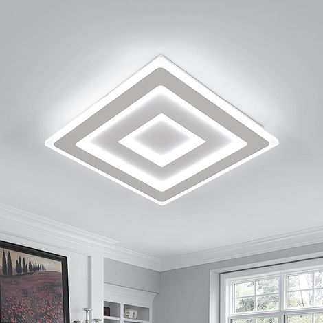GOECO Modern Square LED Ceiling Light, 36W 28cm LED Ceiling Lamp, White Indoor Ceiling Light Fixture for Bedroom, Living Room, Hallway, Cool White Light 6500K (1/5)