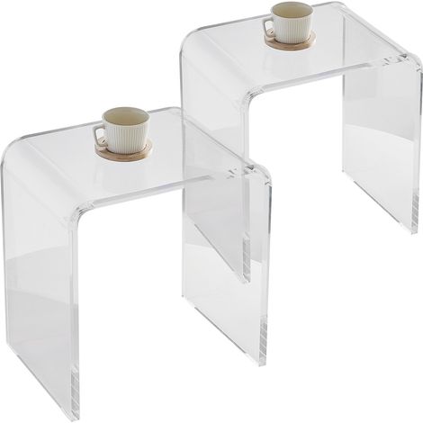 VEVOR Set di Tavolino da Salotto 2 Pezzi 415x305x460 mm Tavolino da Soggiorno Acrilico Carico max. 25 kg per Salotto Tavolino da Caffe Camera da Letto Balcone, Tavolino Caffe Trasparente Basso 2 Pezzi