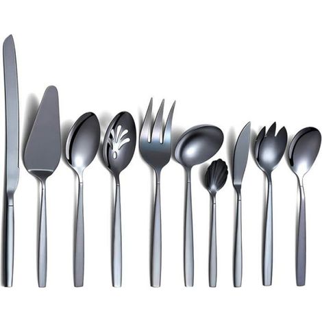 Ensemble de service noir 10 pièces couverts en acier inoxydable avec placage en titane noir Ensemble de Service ENSEMBLE USTENSILES (1/5)