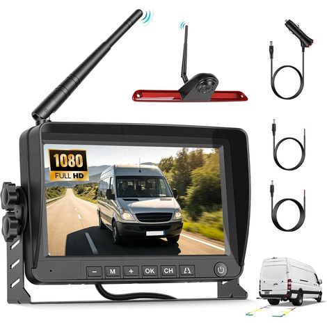 Camera de recul sans Fil pour Sprinter W906 2006-2019 avec 7" HD IPS Écran Moniteur, Vision Nocturne Camera Voiture aevc IP68 DVR BSD Installation Haute Position (1/5)