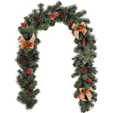 Couronne de Nol décorée de pommes de pin - Décoration de Nol d'intérieur - Couronne fantomatique pour porte d'entrée, porche, mur, fenêtre, fête (1/5)