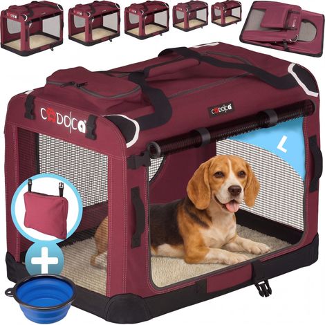 CADOCA® Hundetransportbox faltbar Katzentransportbox Transportbox Autobox Hundebox Box versch. Größen Farbwahl  L - Dunkelrot