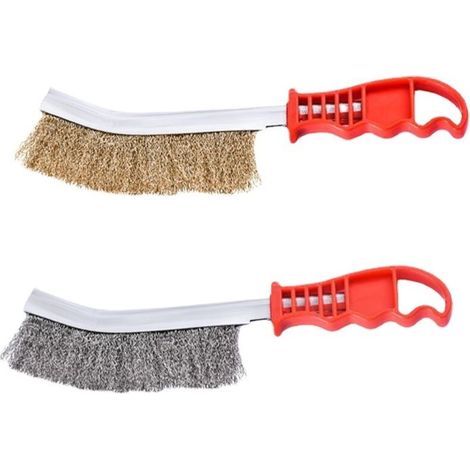 Lntyq 2 Pièces Brosse Metallique a Main, 230mm Brosse Métallique Fil Acier Laitonné, Acier Inoxydable Brosse Metalique pour Enlever La Rouille, La Corrosion et Les Surfaces de Frottement