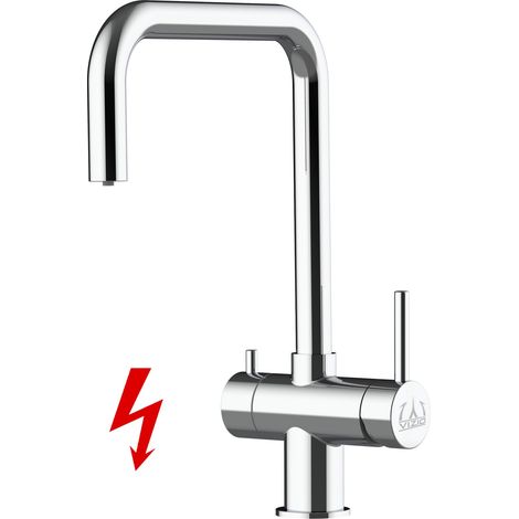NIEDERDRUCK 3 Wege Edelstahl Massiv Küchenarmatur Spültischmischer, mit 360° schwenkbarem N-Auslauf - Hochglanz (1/5)