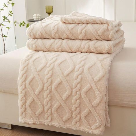 Decke, Kuscheldecke, Gemütliche Bettdecke, Warme Flanell-Sofadecke für alle Jahreszeiten (Weiß, 150 x 200 cm) (1/5)