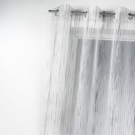 Voilage organza rayures verticales tissées Blanc 140x260 cm