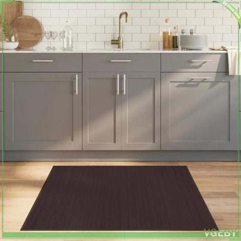 376941 Tapis carré marron foncé 100x100 cm bambou (1/5)